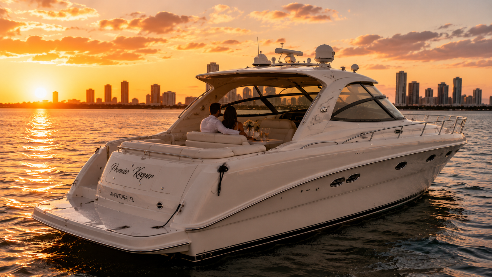 Romantic sunset yacht cruise in Miami aboard Promise Keeper