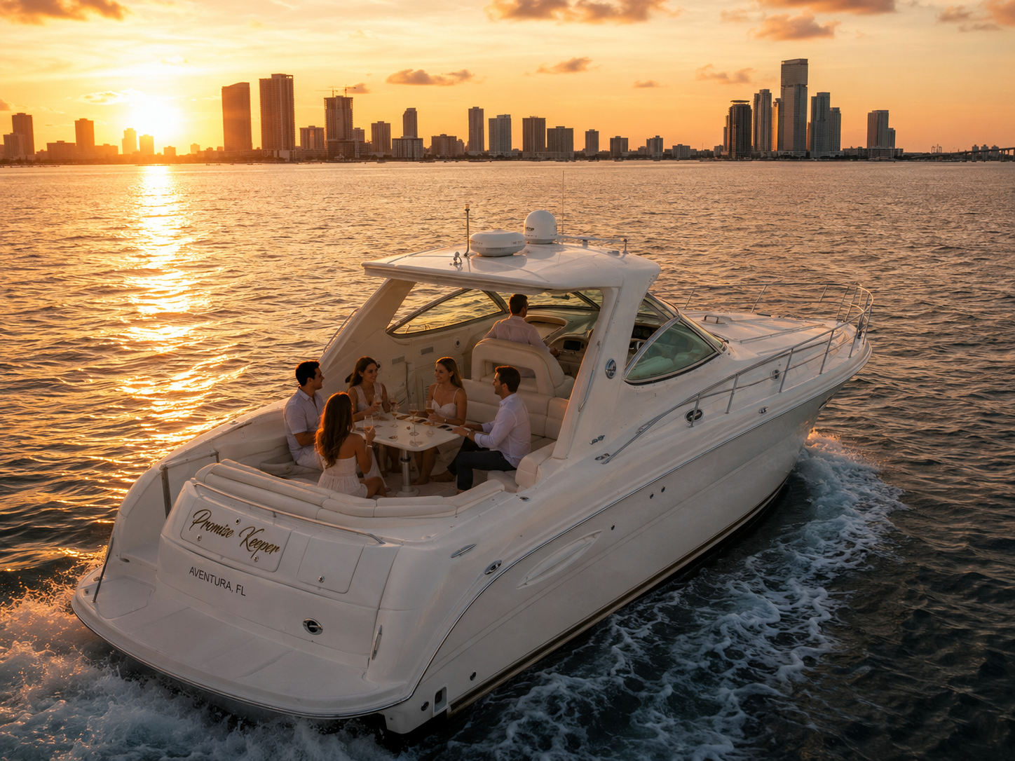Private yacht cruise in Miami at sunset