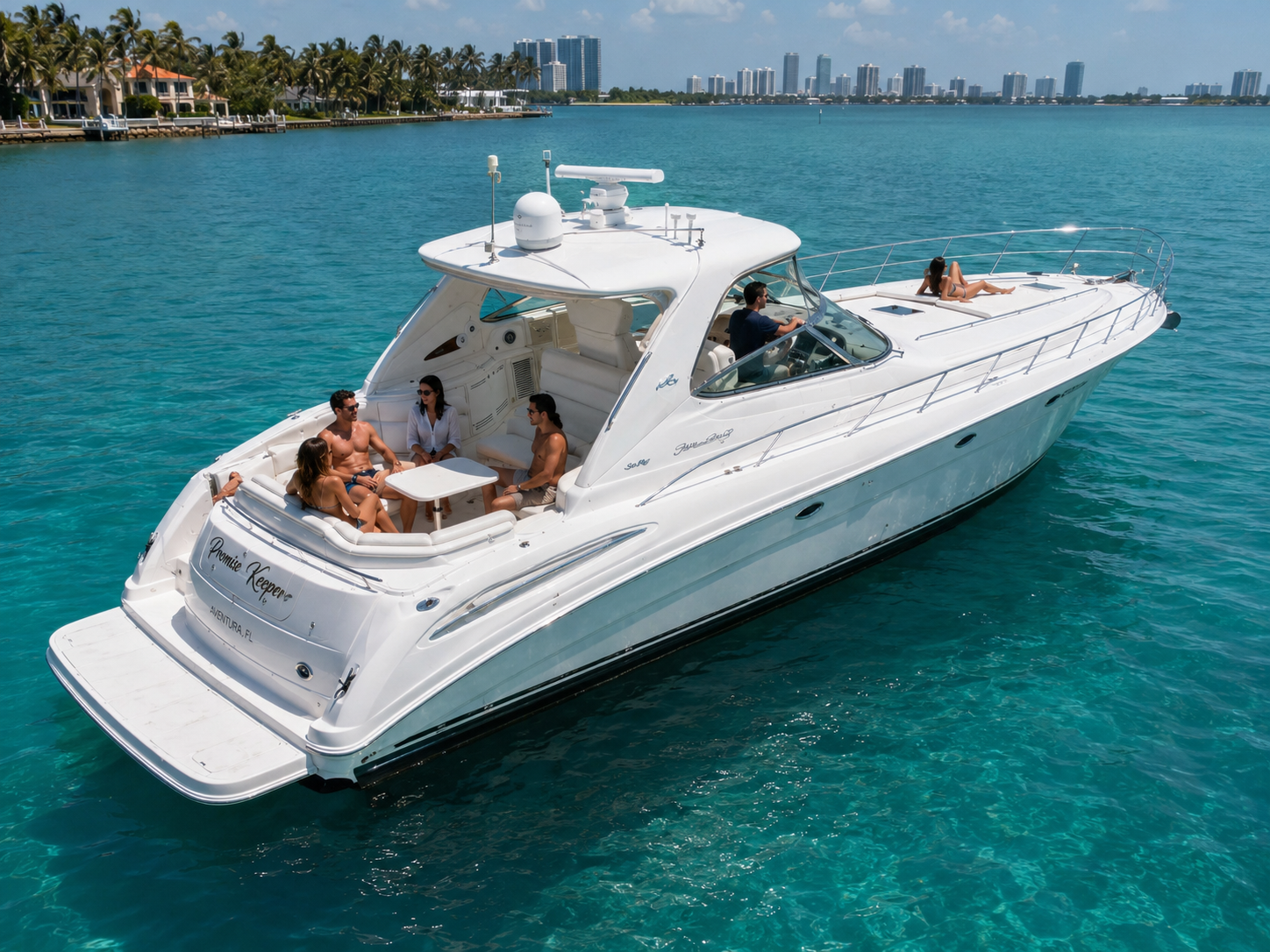 Main deck of Promise Keeper Sea Ray 54 yacht in Miami